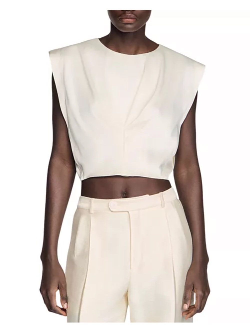 Sandro Pleated Satin Crop Top NWT sz S